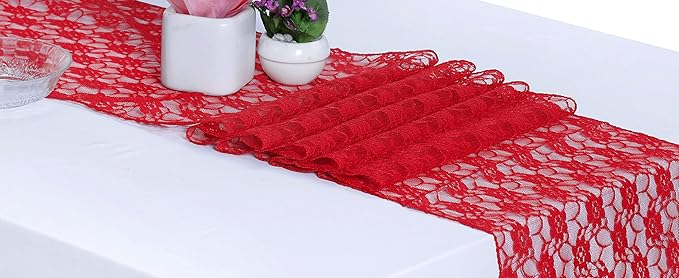 MDS Pack of 20 Wedding 12 x 108 inches Lace Table Runner - Image 2