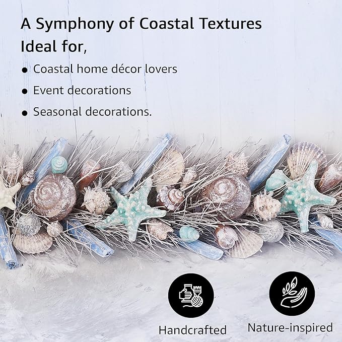 HOLIDAY TREE Handcrafted 48'' Shell Coastal Summer Garland - Image 3