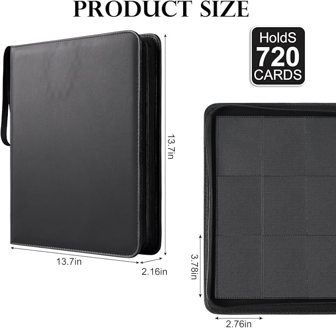 GEAoffice Trading Card Binder 12 Pocket Hold 720 Cards, Premium PU Cover Zipper - Image 4