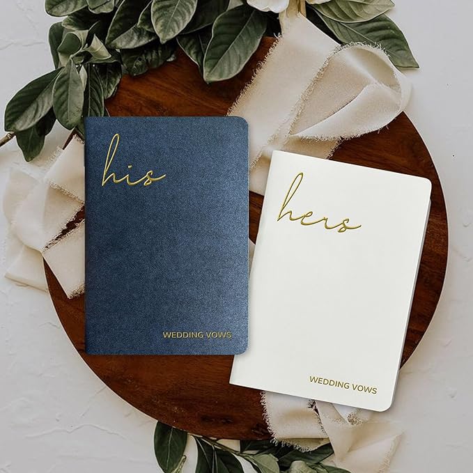 Vow Books His and Hers Wedding Vow Books wtih Soft Touch Gold Foil Engraving - Image 4