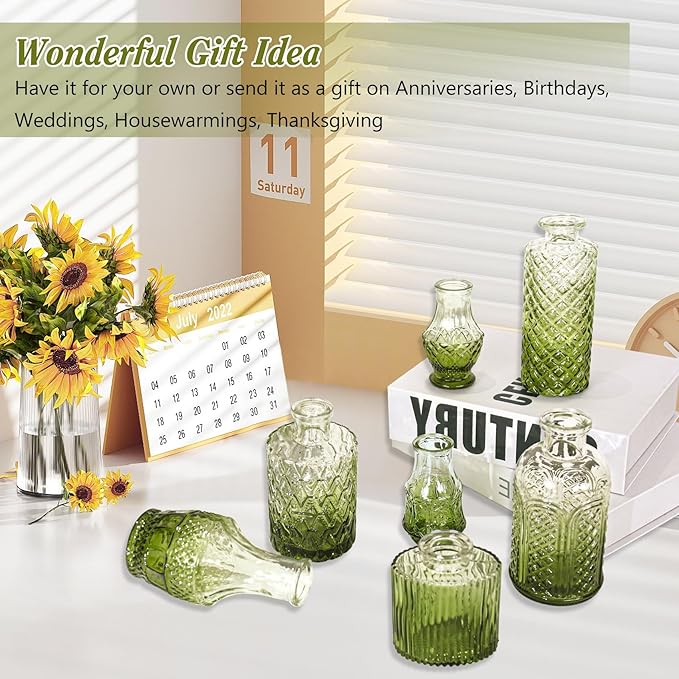 Set of 40 Glass Bud Vases, Small Green Glass Vases in Bulk, Mini Vintage - Image 4