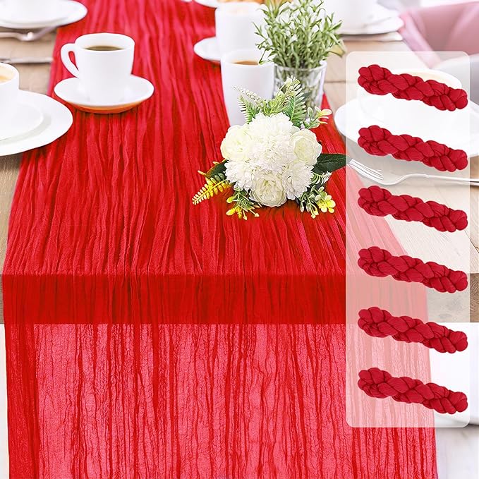6-Pack Red Cheesecloth Table Runners – 10FT Boho Rustic Gauze Fabric Cheese by Unknown