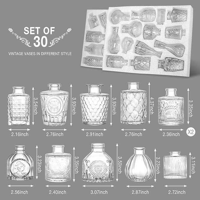 Glass Bud Vase Clear Bud Vases Set of 30 - Image 2