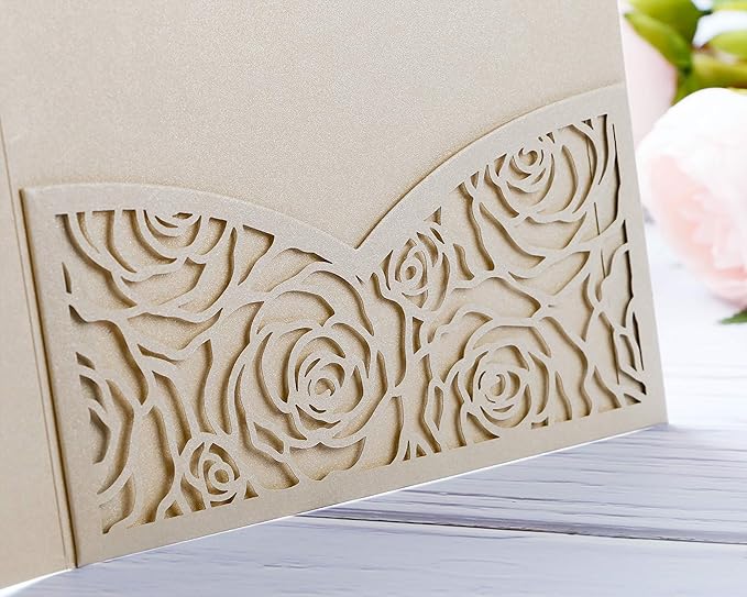 20 Pcs Laser Cut Wedding Invitations Card Pocket - Image 7