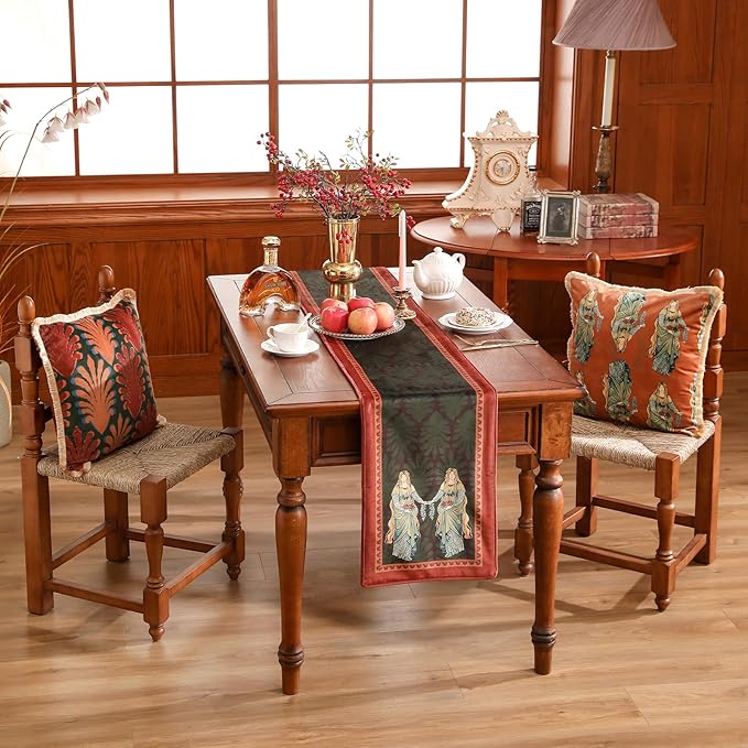 patdrea Designer Mysterious Oil Painting Figures Velvet Table Runner, Decoration - Image 6