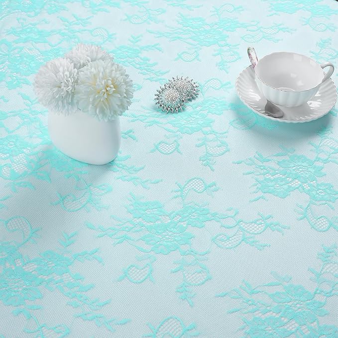 LuoluoHouse Blue Lace Tablecloth 6pcs Table Fabric 60x120 Inch - Image 6