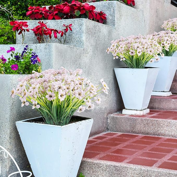 20 Bundles Artificial Flowers Outdoor UV Resistant Fake Flowers No Fade Faux - Image 2