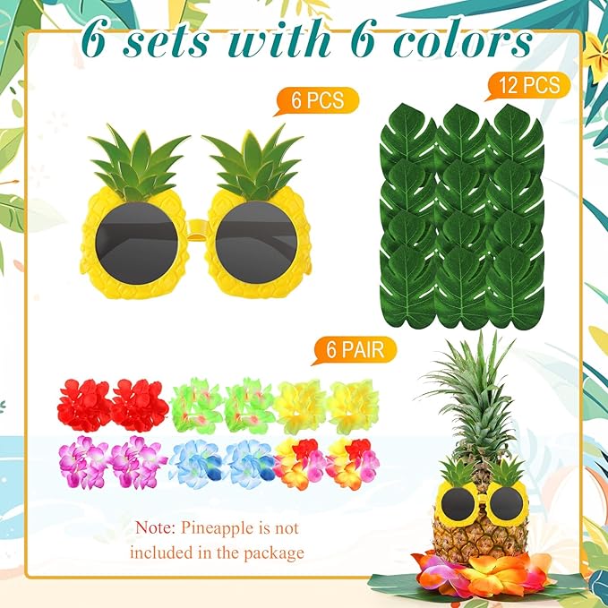 6 Sets Hawaiian Table Centerpieces Pineapple Luau Party Table Decorations - Image 3