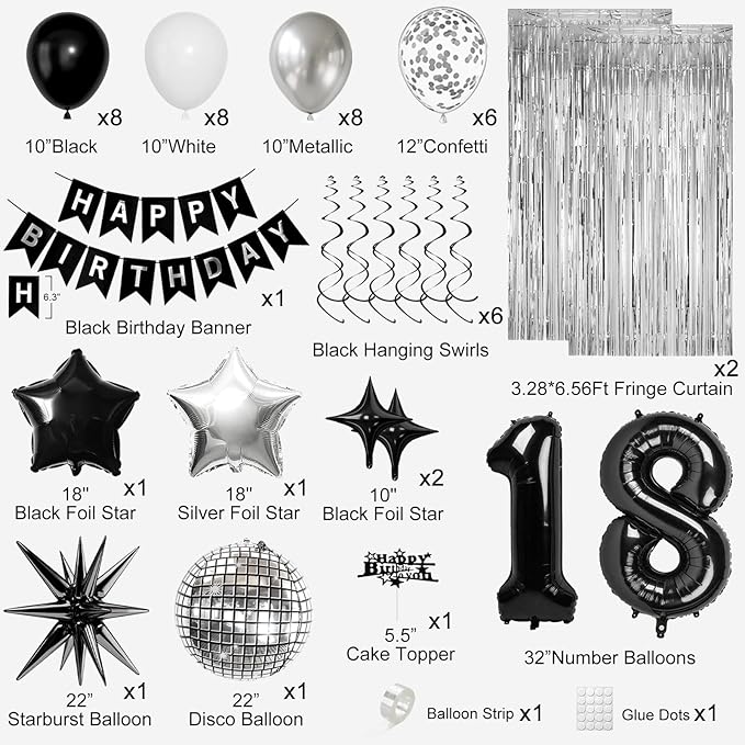 18th Birthday Decorations for Boys Girls, Fringe Curtains Kit - Image 2