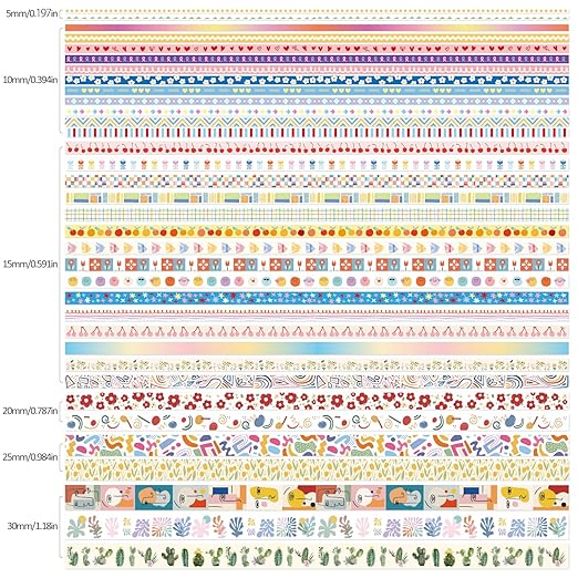 emmoolife 35 Rolls Washi Tape Set, Colorful Cute Floral Writable Decorative - Image 3