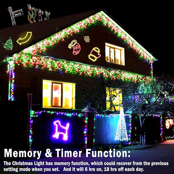 KNONEW 99ft 1216 LED Christmas Lights Outdoor Decorations - Image 3