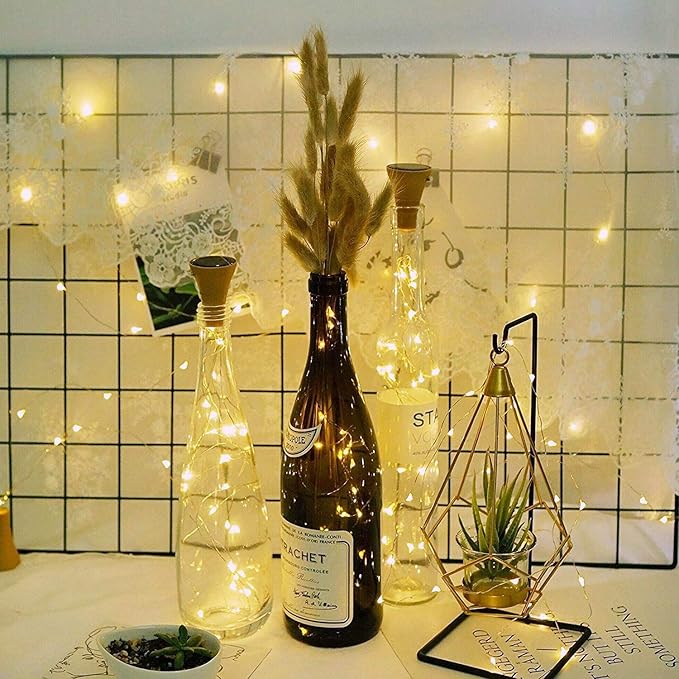 Upgraded 8 Pack Solar Wine Bottle Lights, 20LED Silver Wire Cork Lights - Image 6