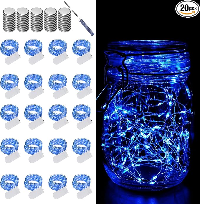LAMPHOME 20 Pack Fairy Lights Battery Operated - 7ft 20 LED Lights Copper Wire by ULL