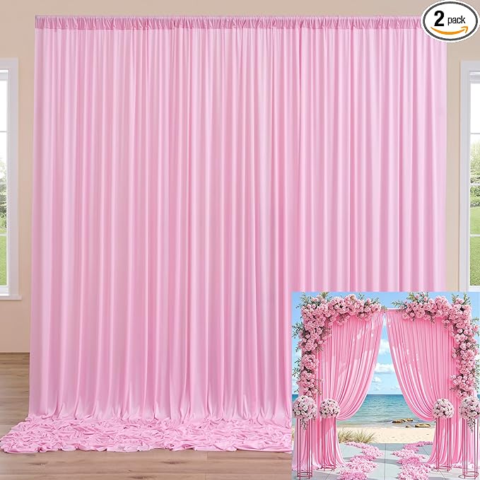 Wrinkle Free Pink Backdrop Curtain by CO-AVE