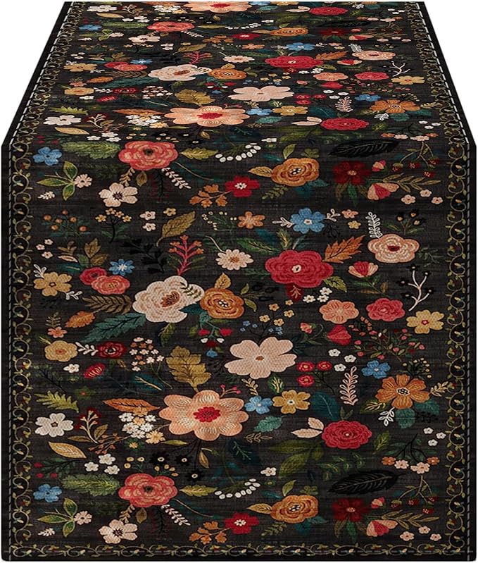 OYIMUA Boho Floral Summer Table Runner 13 x 72 Inches Colorful Flower Runners - Image 4