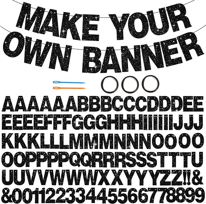 BEISHIDA 116 PCS A-Z Glitter Black DIY Letter Banner Kit Make Your Own by Beishida