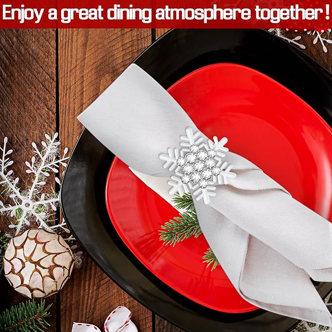 Halatool Christmas Napkin Rings Set of 8, Party Table Decoration - Image 5