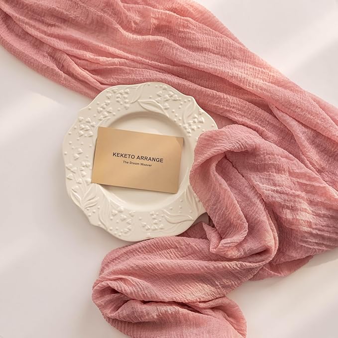 3pcs Cheesecloth Table Runner Dusty Rose Gauze 120 Inch 10 FT Rustic Boho - Image 5