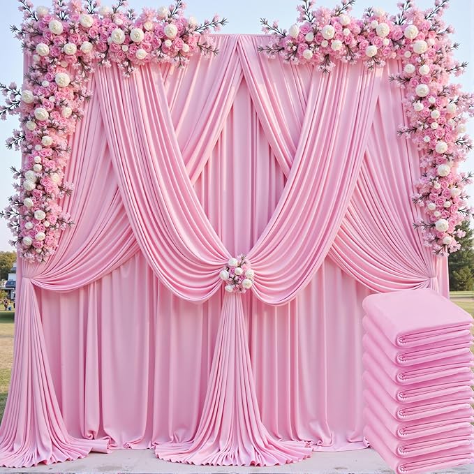 40ftx10ft Pink Backdrop Curtains by CO-AVE