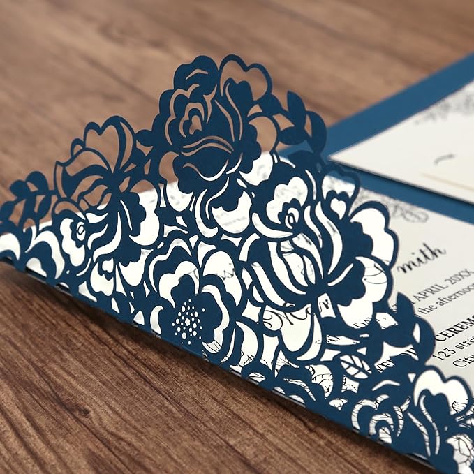 DORIS HOME 50pcs Laser Cut Wedding Invitation Pockets - Image 5