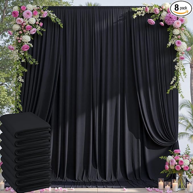 40×14ft Wrinkle Free Black Backdrop Curtain by ENJOYYOURPARTY