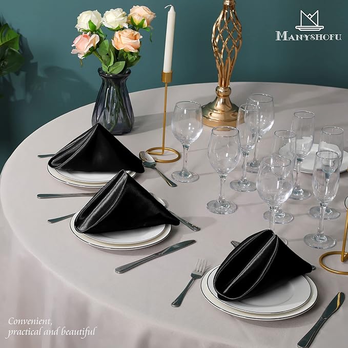 Manyshofu 50 Pieces Black Satin Napkins - Image 7