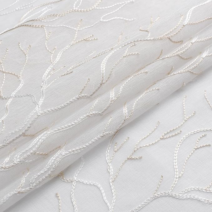 VISIONTEX Sheer Curtains 95 inch Length 2 Panels Set, Decorative Beige Coral - Image 5