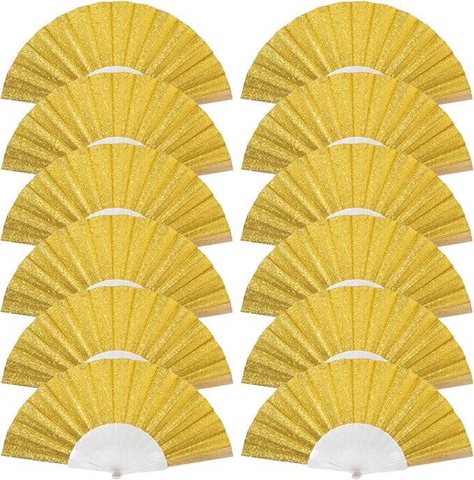 12 Pack Handheld Fan, Folding Hand Glitter Fan by SiissaPeksid