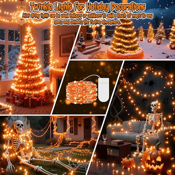 TingMiao Halloween Orange Fairy Lights Battery Operate, 7.2ft 20 LEDs String - Image 6