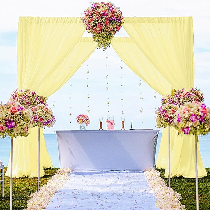 DUOBAO Yellow Chiffon Backdrop Curtain-2 Panels 58x120-Inch Wedding Backdrops by DUOBAO