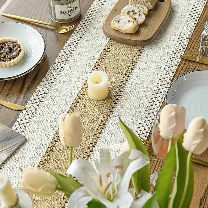 Artoid Mode Burlap Brown Farmhouse Rustic Table Runner, Seasonal Holiday Hollow - Image 3