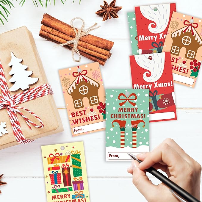 40 Pcs Christmas Gift Tags, 2.1"×3.5" Merry Xmas Paper Tags - Image 3