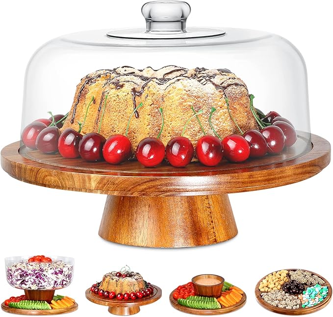 Homeries Acacia Wood Cake Stand by Homeries