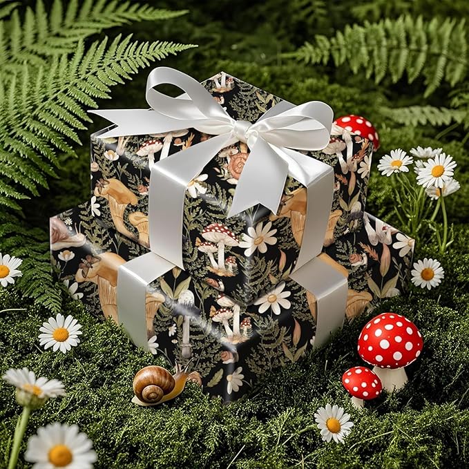 RUSPEPA Forest Mushroom Wrapping Paper Roll, Mini Roll, Woodland Squirrel and - Image 3
