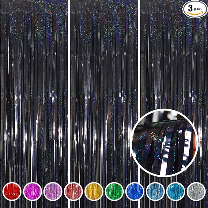 Foil Fringe Curtains Halloween Decor Indoor Party Decorations by Melsan