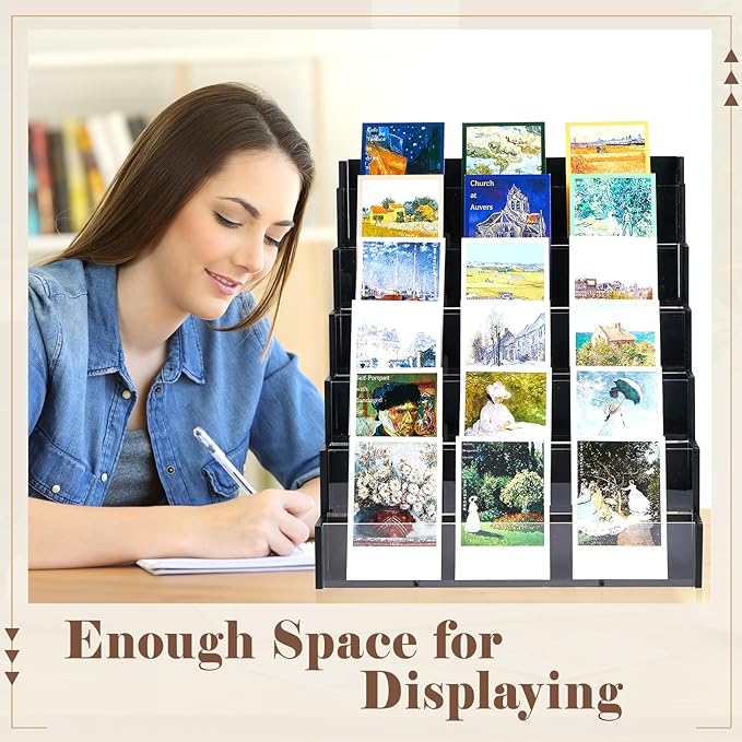 6 Tier Greeting Card Display Stand Black Bamboo and Acrylic Sticker Display - Image 7