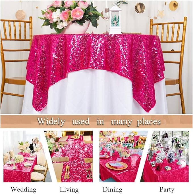ShinyBeauty Hot Pink Tablecloths Square 36X36 Inch 2 Pieces Small Tablecloth - Image 5