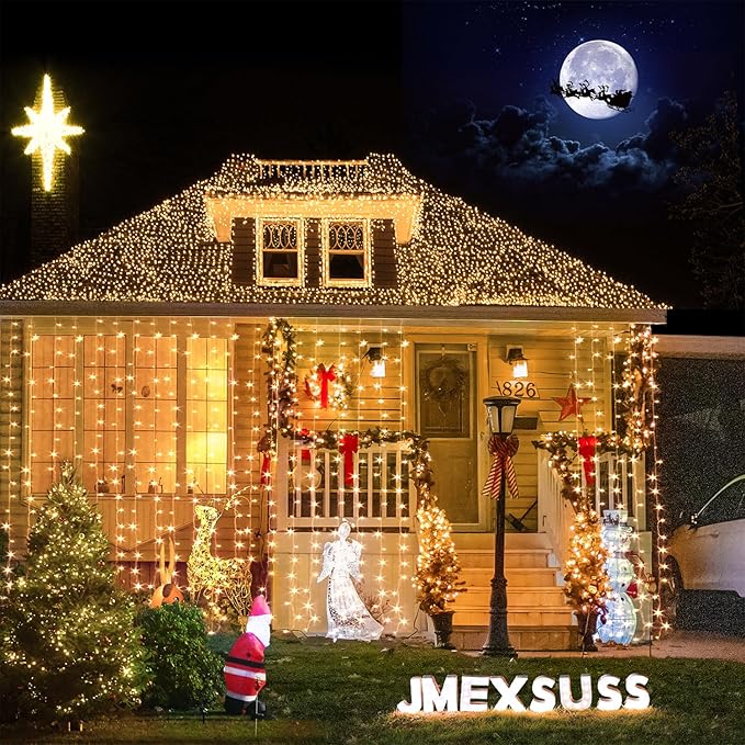 JMEXSUSS 900 LED Outdoor Christmas Curtain Lights, 9.5x29.5ft Christmas Lights - Image 9