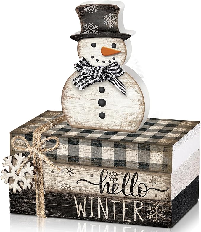 4 Pcs Snowman Christmas Decor Winter Table Decorations Christmas Tiered Tray by Anglechic
