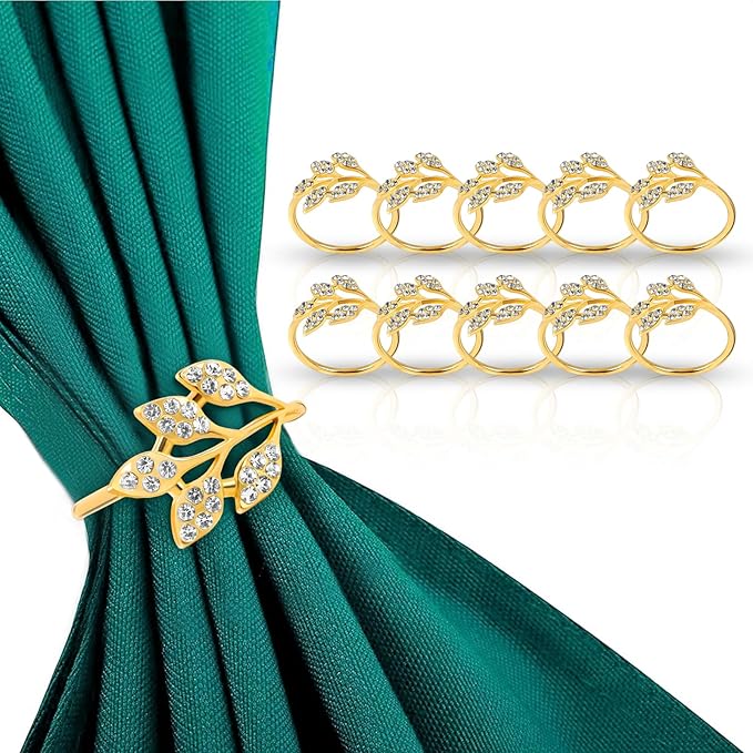 Gold Napkin Rings Set of 10, Napkin Rings Holder Buckles, Thanksgiving - Image 8