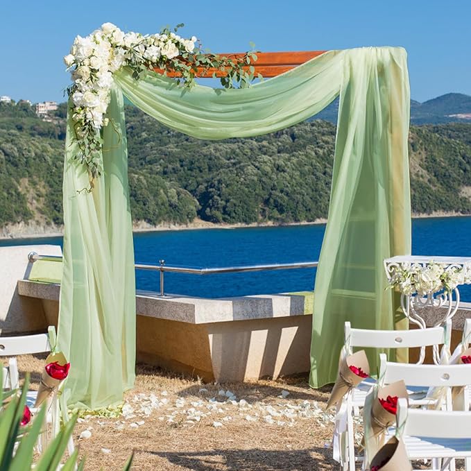 VOK Wedding Arch Draping Fabric Chiffon Fabric, 29in x 18Ft 2 Panels Sheer - Image 3