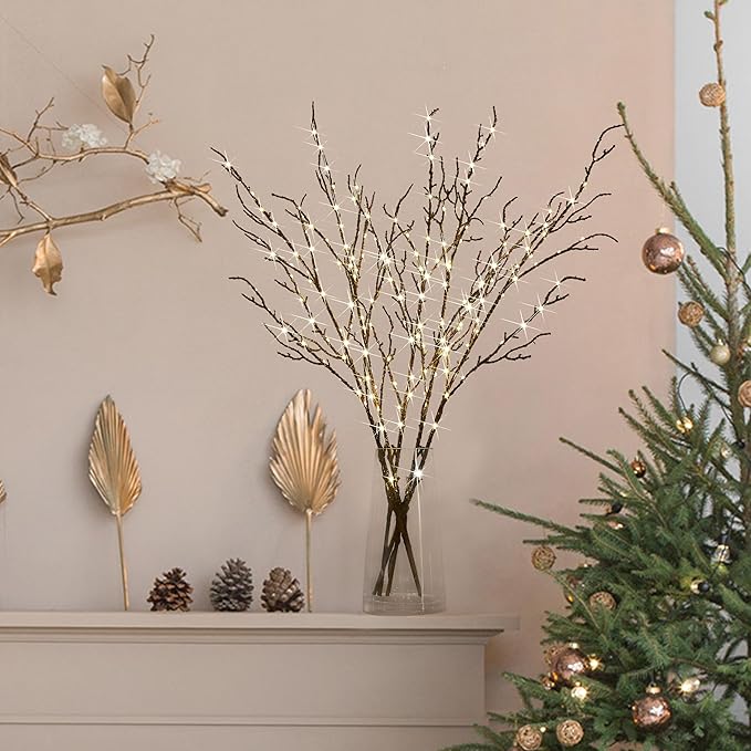 Fudios Lighted Branches Plug in 32IN 200 LED Mantle Winter Decor - Image 9