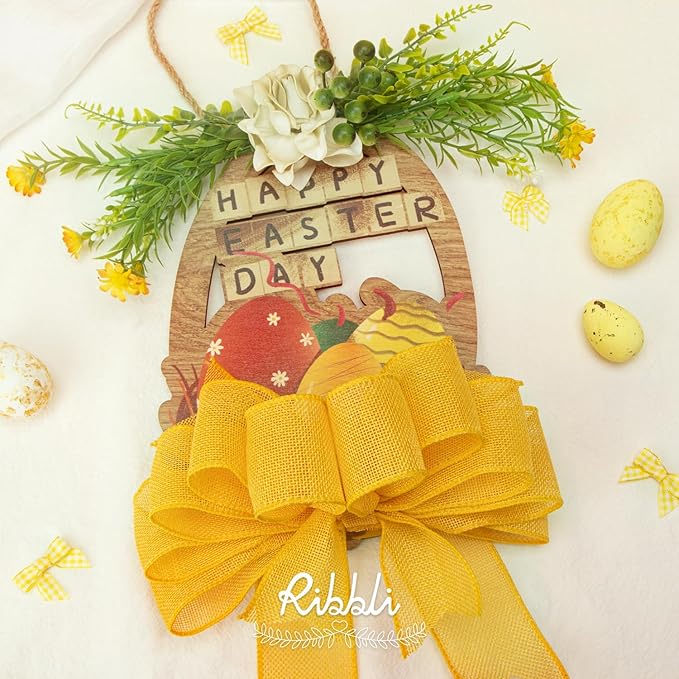 Ribbli Yellow Burlap Wired Ribbon, 2-1/2” Inch x Continuous 20 Yard, Wired Edge - Image 3