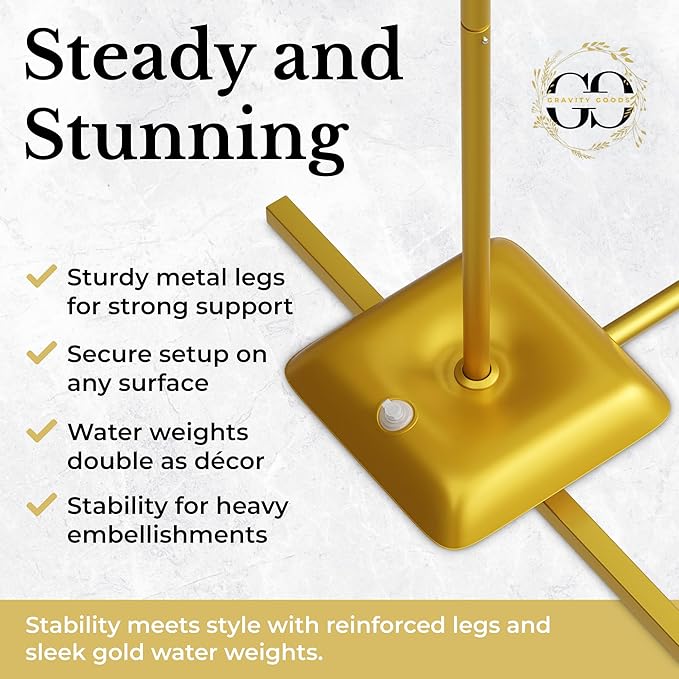 Metal Arch Backdrop Stand and Cover Set – 3 Gold Frames - Image 6