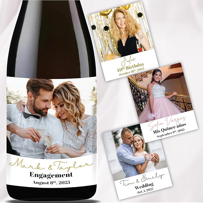 Personalized Wine Bottle Label Photo label Custom Sticker 50th Birthday 60/70th - Image 2