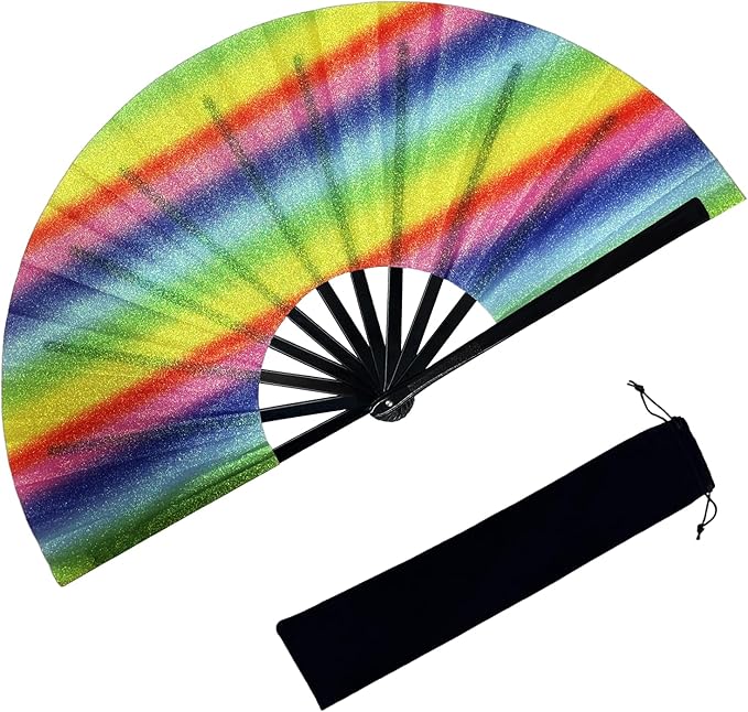 13'' Large Glitter Rave Fan Folding Hand Fans by LILISPAI