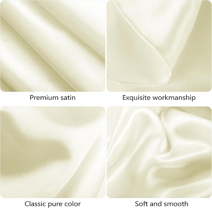 Ruisita 120 Inches Round Satin Tablecloths Ivory Overlay Round Satin Table - Image 3