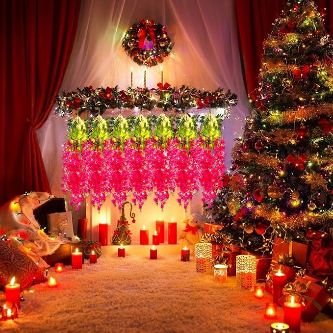12 Pack Fuchsia Wisteria Hanging Flowers Garland - Image 4