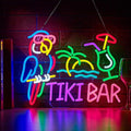 Tiki Bar Parrot Palm Tree Neon Sign by NOENLAND
