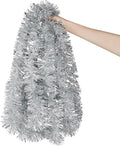 DECORA 33 Feet Silver Tinsel Garland, Christmas Metallic Hanging Tinsel Garland by CCINEE
